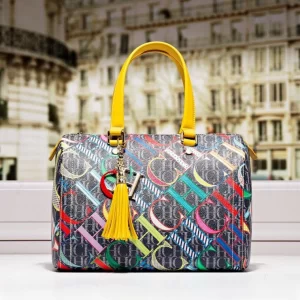CILMI HARVILL CHHC Women’s Large Capacity Portable CHHC Pillow Bag Metal Zipper Pendant Letter Manual Suture Luxurious Banquet