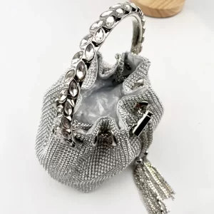Evening Bag 2022 New Handbags High Grade Shoulder Bag Shiny Bucket Bag Light Luxury Messenger Handbags Women Bag Metal Hand Ring