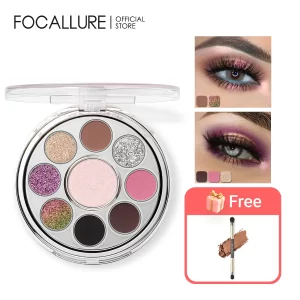 FOCALLURE Eyeshadow Palette 9 Colors Shimmer Matte Eye Shadow Long-lasting Waterproof Eye Pigments Shiny Shadows Cosmetics