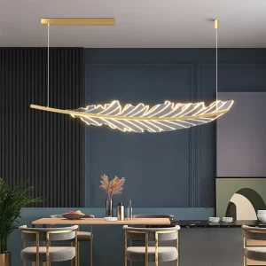 Modern Leaf-Shaped Chandelier Nordic Living Room Dining Table Coffee Shop Kitchen Island Hanging Light Golden Dining Room LED Lu