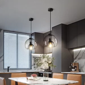 Nordic LED Pendant Light for Dining Room Kitchen Bar Modern Glass Ball Hanging Ceiling Chandelier Interior Lighting Fixture
