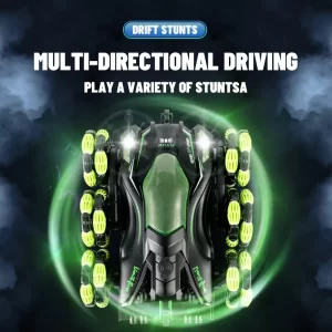 RC Car Toy 2.4G Stunt Car 6 Wheels Stunt Drift Car Remote Control Radio Gesture Induction Music Light Toys for Children Adults