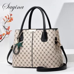 SAYINA 2023 Fashion Women Handbags Tassel PU Leather Totes Bag Top-handle Embroidery Bag Shoulder Bag Lady Simple Style Handbag