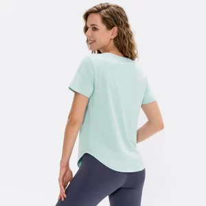 Women Crop Top Yoga Solid Short Sleeve Sport T-Shirt Loose Fitness Yoga Top Gym Seamless Basic Casual Running Top Training Shirt
